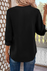 Black Women Simple And Fashionable Elegant Commuting Shirt With Turn-Down Collar And Three-Quarter Sleeves