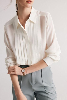 White Pleate Blouse LC25130428-P1