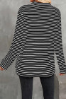 Black Striped Collared Button Up Front Pocket Top