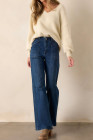 Navy Blue Dark Wash Wide Leg Jeans