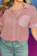 Pink Taupe Gauze Waffle Button Down Short Folded SleeveToP