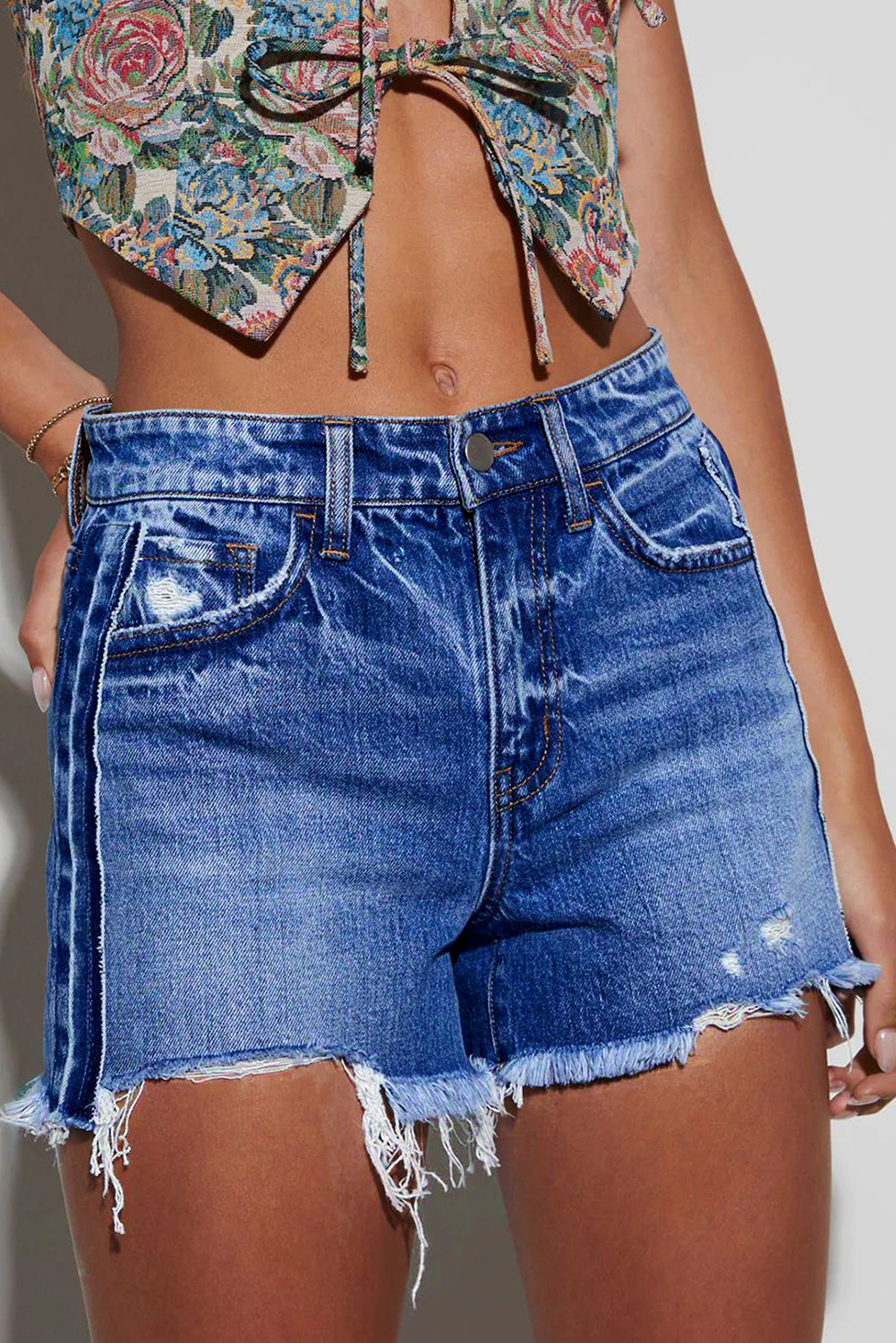 EVALESS Women's Spring and Summer Denim Shorts with Pockets Ladies Pants