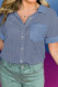 Ashleigh Blue Taupe Gauze Waffle Button Down Short Folded SleeveToP