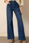 Navy Blue Dark Wash Wide Leg Jeans