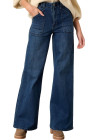 Navy Blue Dark Wash Wide Leg Jeans