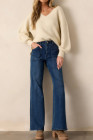 Navy Blue Dark Wash Wide Leg Jeans