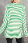 Blackish Green Black Striped Collared Button Up Front Pocket Top