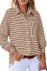 Chestnut Black Striped Collared Button Up Front Pocket Top