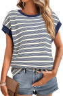 Blue Stripe Stripe Top - Light Taupe
