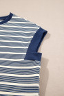 Blue Stripe Stripe Top - Light Taupe