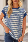 Blue Stripe Stripe Top - Light Taupe