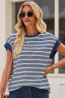 Blue Stripe Stripe Top - Light Taupe