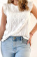 White Textured Ruffled Edge Elegant Tank Top