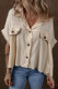Beige Waffle Splicing Short Batwing Sleeve Flap Detail Shirt