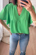 Bright Green Buttoned Frilled V Neck Loose Fit Blouse