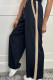 Black Contrast Striped Detail Pocketed Drawstring Pants