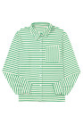 Blackish Green Black Striped Collared Button Up Front Pocket Top
