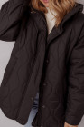 Black Quilted Hooded Zip Up Snap Button Puffer Jacket