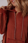 EVALESS Hoodies for Women Long Sleeve Patchwork Waffle Knit Drawstring Oversized Hooded Sweatshirt Tops Fashion 2025