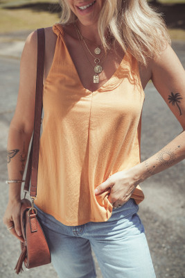 Jurassic Gold Knot Straps V Neck Tank Top LC25612835-P807