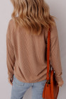 Camel Textured Knit Solid Long Sleeve T Shirt