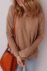 Camel Textured Knit Solid Long Sleeve T Shirt