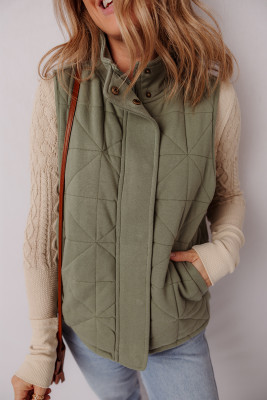 Laurel Green Quilted Stand Collar Jacket Vest LC853474-P1209