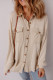 Beige Corded Patchwork Flap Pocket Butter Up Shacket
