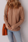 Camel Textured Knit Solid Long Sleeve T Shirt