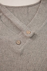 Pale Khaki Ribbed Buttoned Strappy V Neck Tee