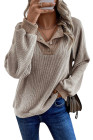 Jet Stream Color Contrast Ribbed Loose Fit Long Sleeve Top