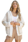 Beige Quilted Textured Patchwork Loose Fit Hooded Jacket