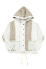 Beige Quilted Textured Patchwork Loose Fit Hooded Jacket