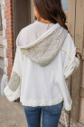 Beige Quilted Textured Patchwork Loose Fit Hooded Jacket