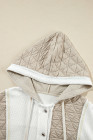 Beige Quilted Textured Patchwork Loose Fit Hooded Jacket