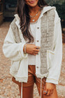 Beige Quilted Textured Patchwork Loose Fit Hooded Jacket