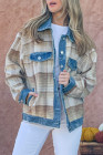 Light French Beige And The Why Washed Denim Detail Brushed Plaid Jacket
