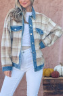 Light French Beige And The Why Washed Denim Detail Brushed Plaid Jacket