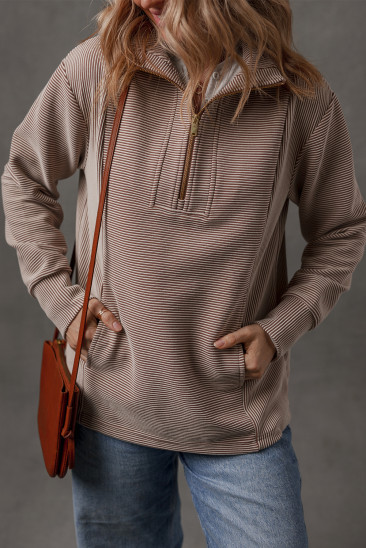 Brown Stripe pullover sweatshirt LC25319263-P1719
