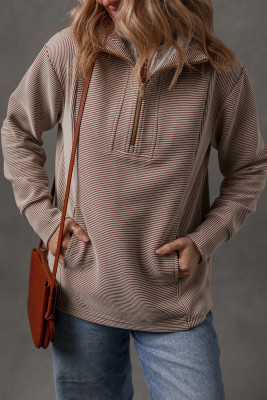 Brown Stripe pullover sweatshirt LC25319263-P1719