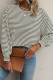 Green Stripe Round Neck Drop Shoulder Long Sleeve Top