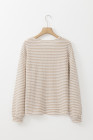 Khaki Stripe Round Neck Drop Shoulder Long Sleeve Top