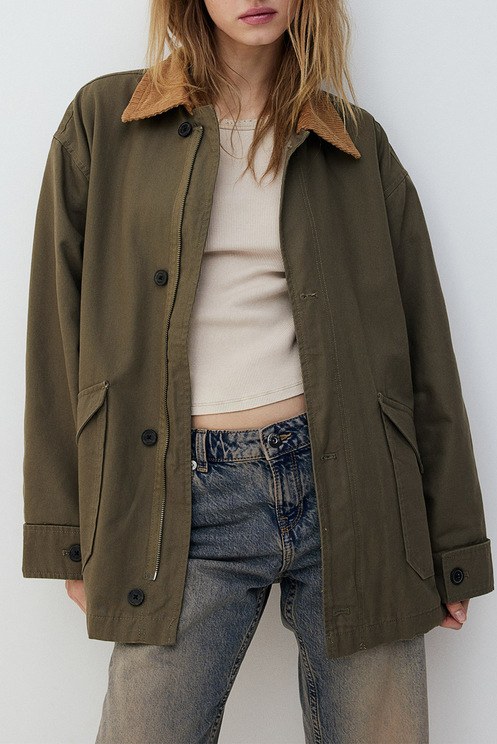 Moss Green Oversized Canvas Jacket