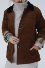 Coffee Leni Plaid Corduroy Coat