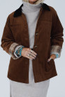 Coffee Leni Plaid Corduroy Coat