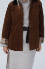 Coffee Leni Plaid Corduroy Coat