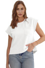 EVALESS Womens Summer Tops Crewneck Cap Sleeve Dressy Casual Business Textured Solid Loose Basic T Shirts Tee Blouses