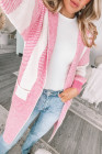 Pink Trendy Stripe Color Block Knit Open Front Midi Sweater Cardigan