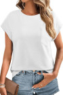 EVALESS Womens Summer Tops Crewneck Cap Sleeve Dressy Casual Business Textured Solid Loose Basic T Shirts Tee Blouses