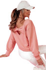Pale Chestnut Bowknot Dewback Round Neck Sweatshirt